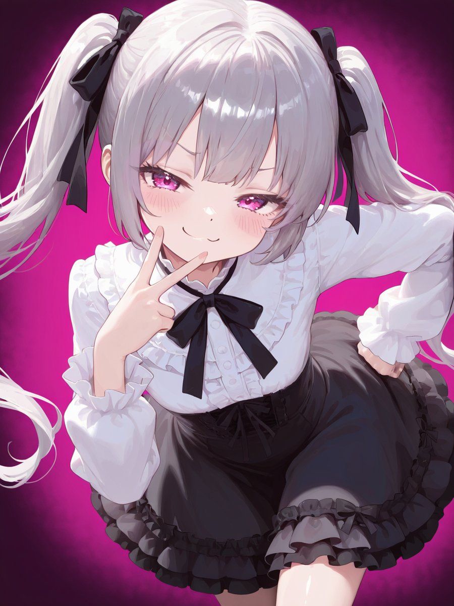 Anime Girl Smug Peace Sign Portrait — GPT Image 2 image prompt example