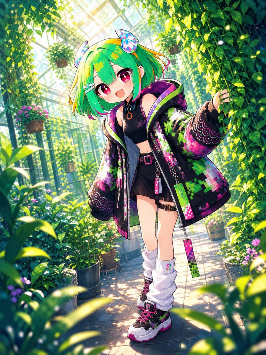 Anime Greenhouse Streetwear Girl — GPT Image 2 image prompt example