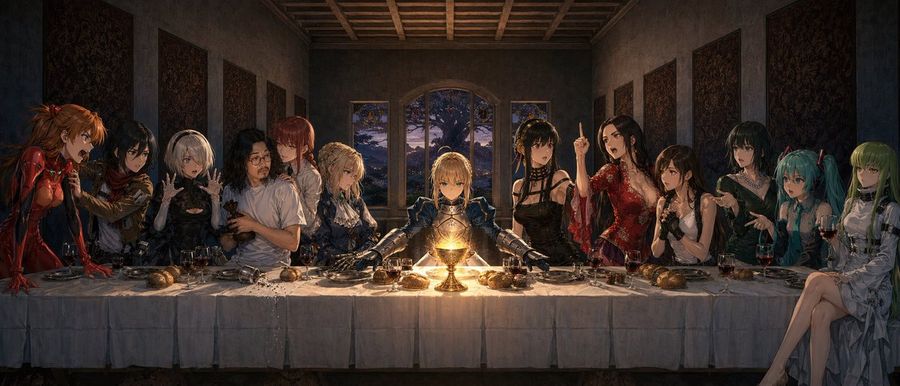 Anime Last Supper Ensemble — GPT Image 2 image prompt example