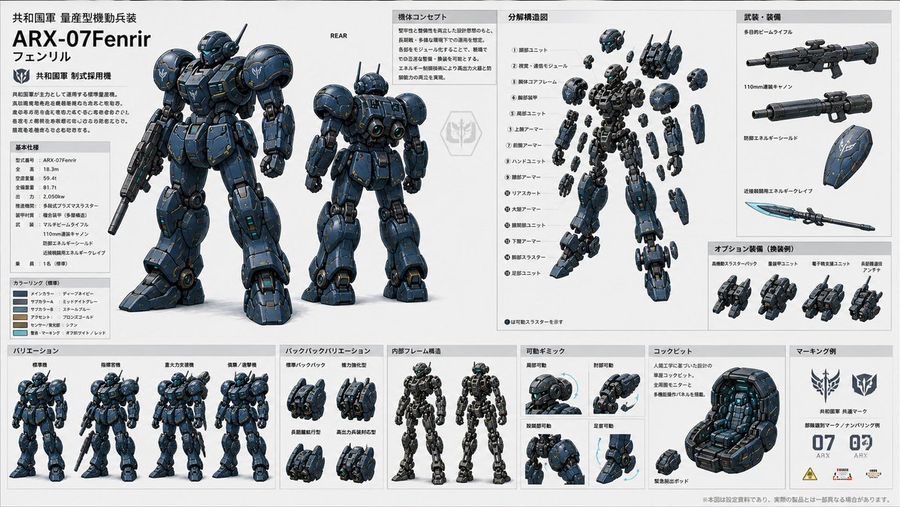 Anime Mecha Spec Sheet — GPT Image 2 image prompt example