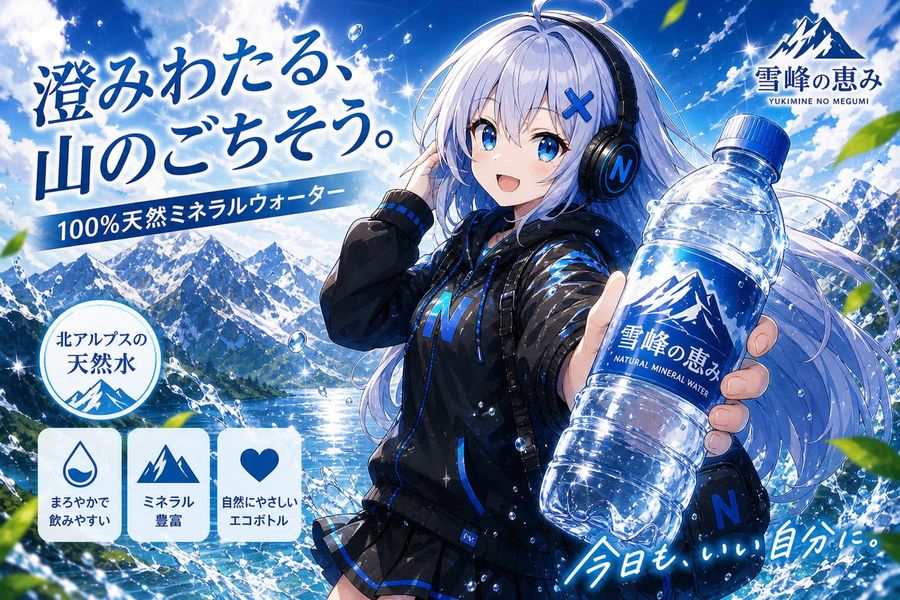 Anime Mineral Water Ad — GPT Image 2 image prompt example