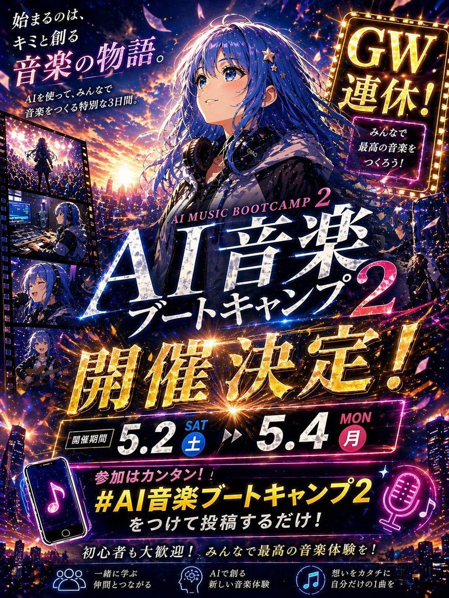 Anime Music Bootcamp Promo Poster — GPT Image 2 image prompt example