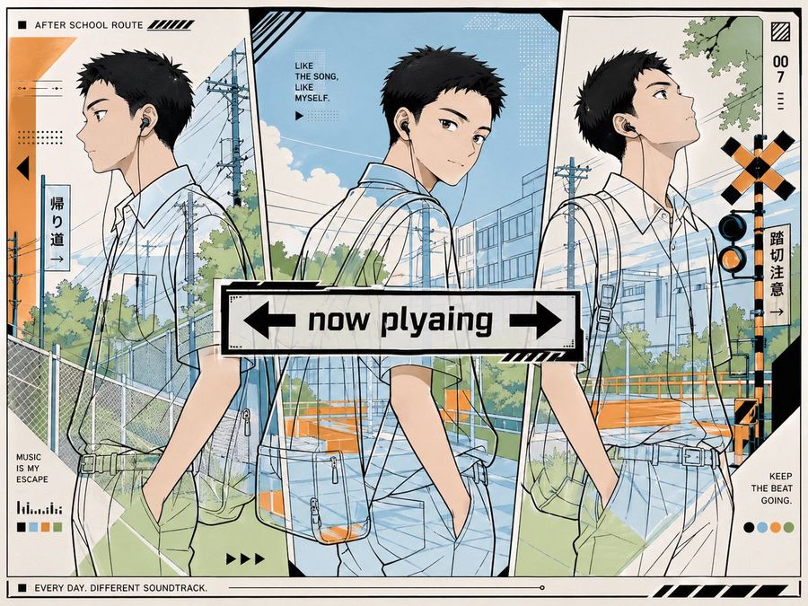 Anime Now Playing School Route Poster by @Ak_Quen — GPT Image 2 image prompt example