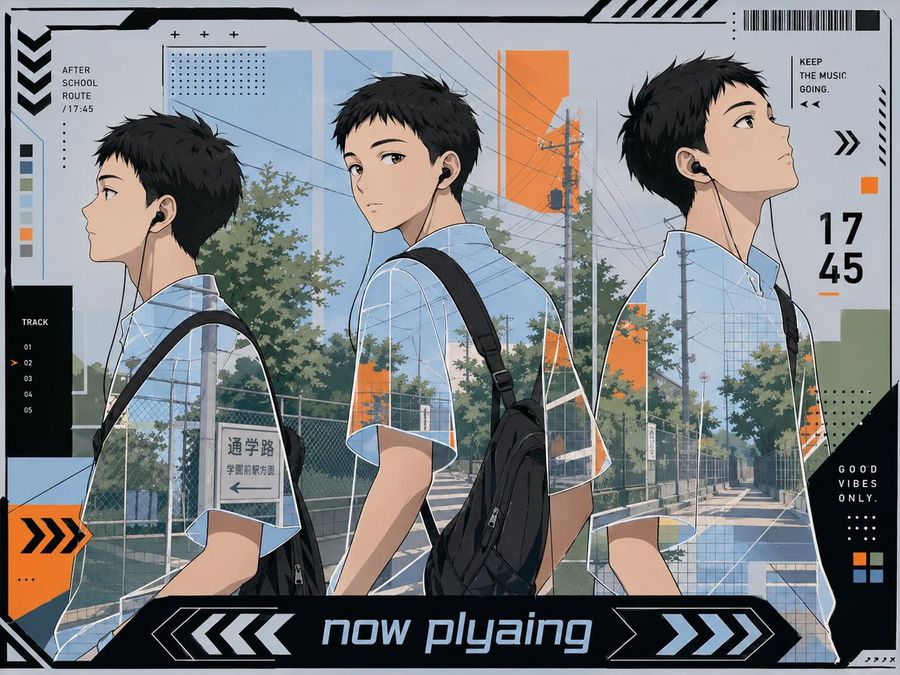 Anime Now Playing School Route Poster — GPT Image 2 image prompt example