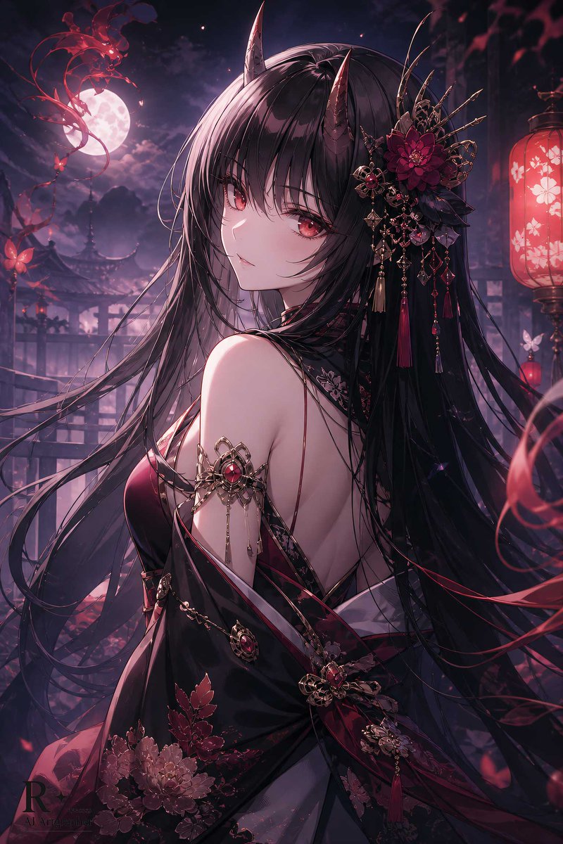 Anime Oni Girl Long Hair — GPT Image 2 image prompt example