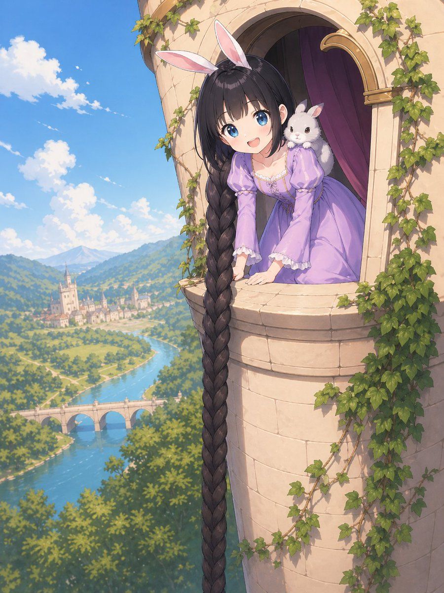 Anime Rapunzel Tower Scene — GPT Image 2 image prompt example