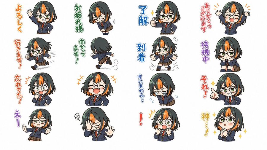 Anime Schoolgirl Sticker Sheet — GPT Image 2 image prompt example