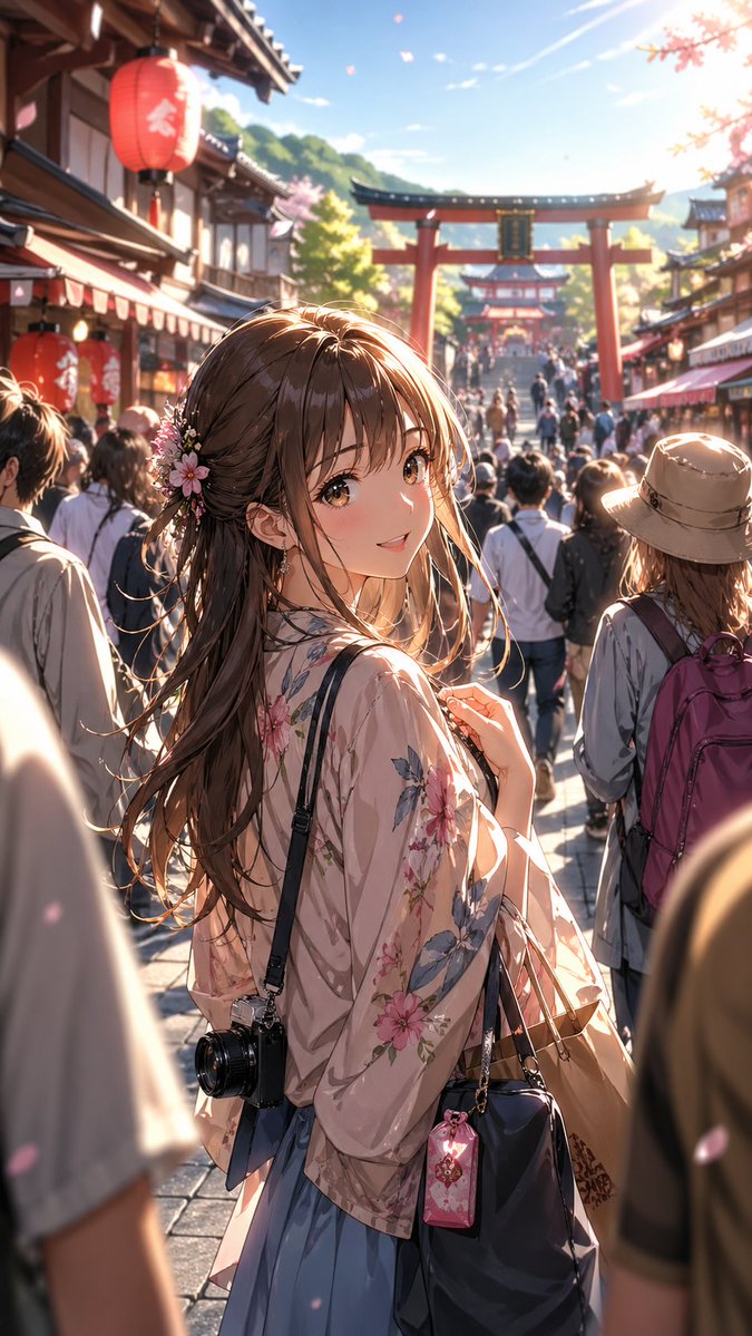 Anime Shrine Street Portrait — GPT Image 2 image prompt example