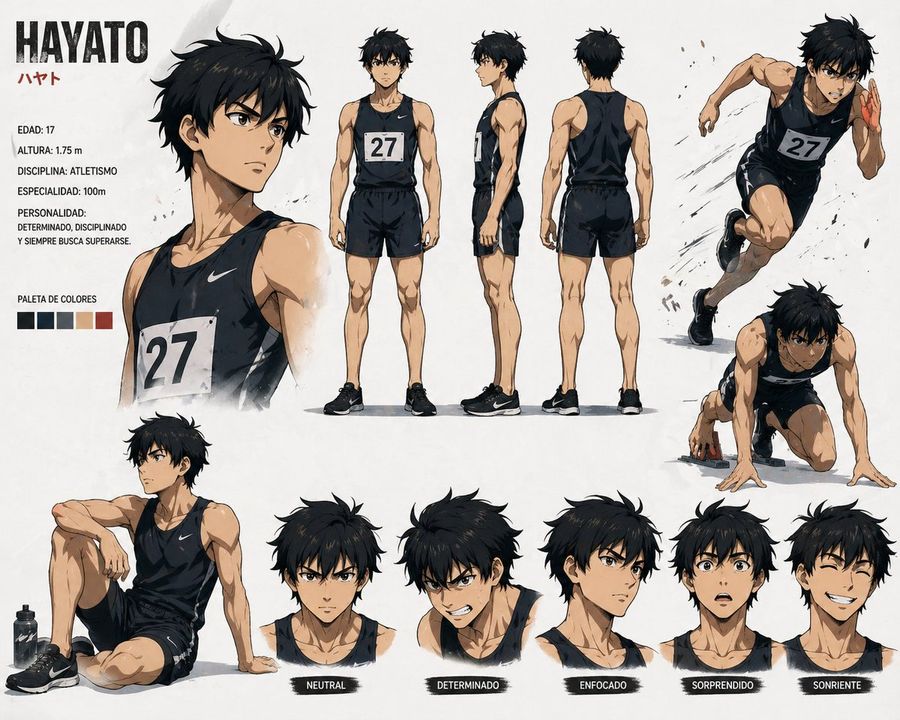 Anime Sprinter Character Sheet — GPT Image 2 image prompt example