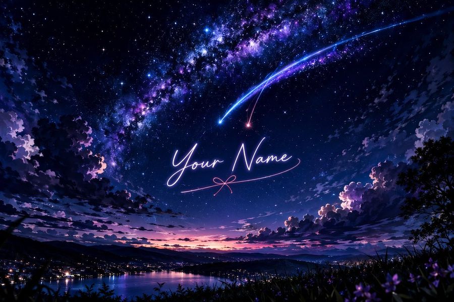 Anime Starry Night Sky With Custom Neon Text — GPT Image 2 image prompt example