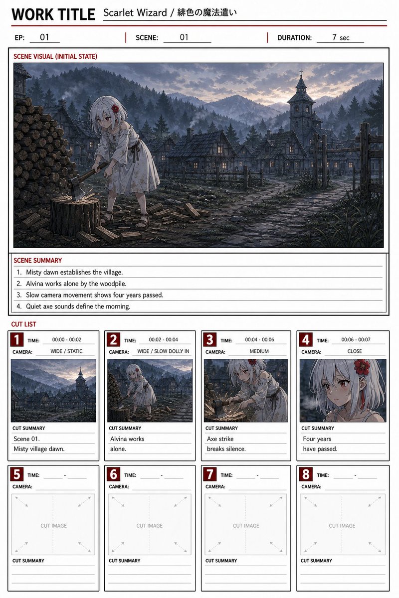 Anime Storyboard Sheet — GPT Image 2 image prompt example