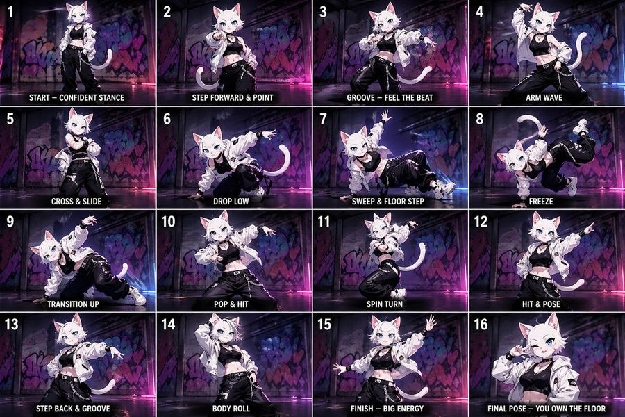 Anime Street Dancer Character Grid — GPT Image 2 image prompt example
