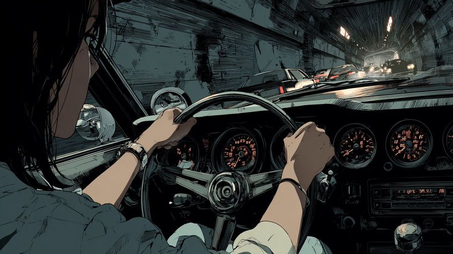 Anime Tunnel Driving Cockpit Scene — GPT Image 2 image prompt example
