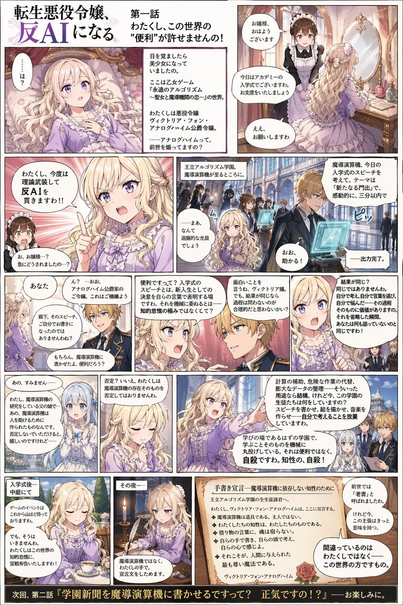 Anti Ai Villainess Manga Poster — GPT Image 2 image prompt example