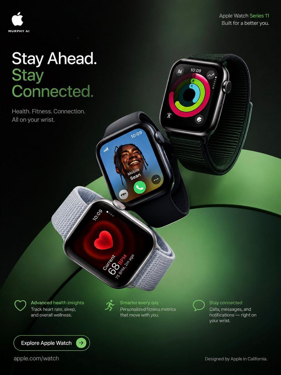 Apple Watch Commercial Poster — GPT Image 2 image prompt example