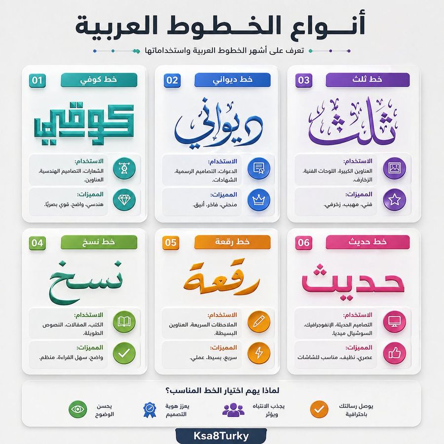 Arabic Font Types Infographic — GPT Image 2 image prompt example