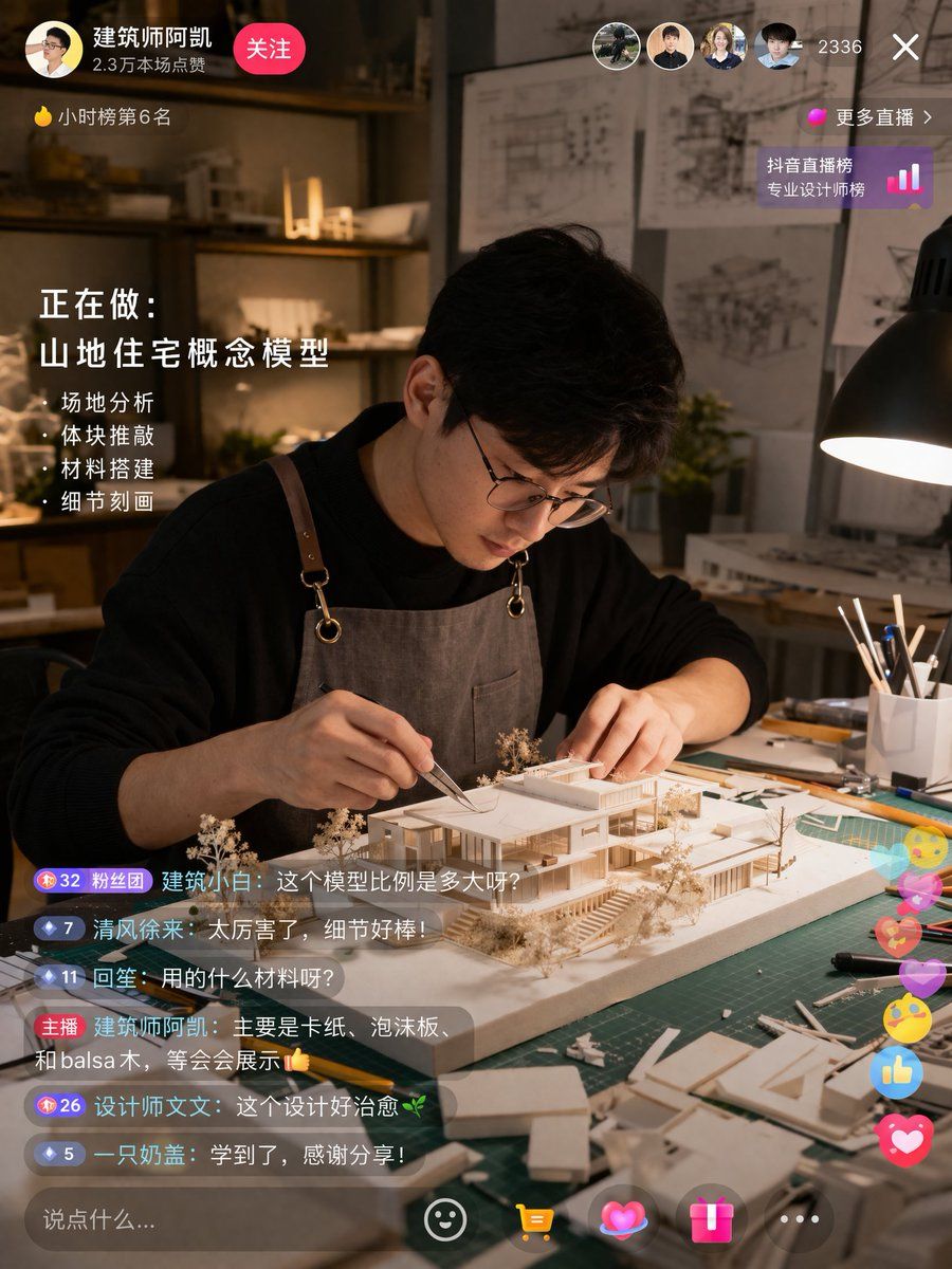 Architect Live Stream Ui Mockup — GPT Image 2 image prompt example