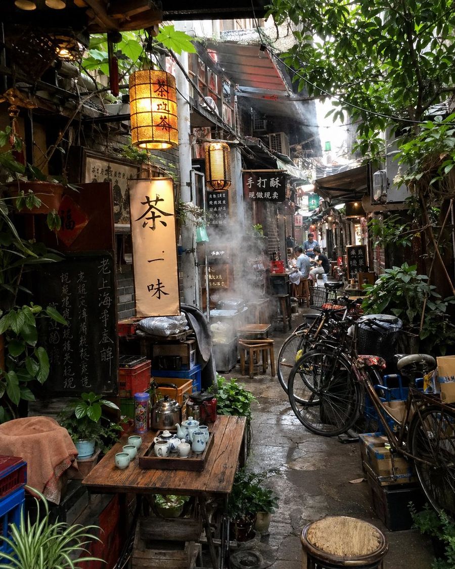 Atmospheric Tea Alley Street Scene — GPT Image 2 image prompt example