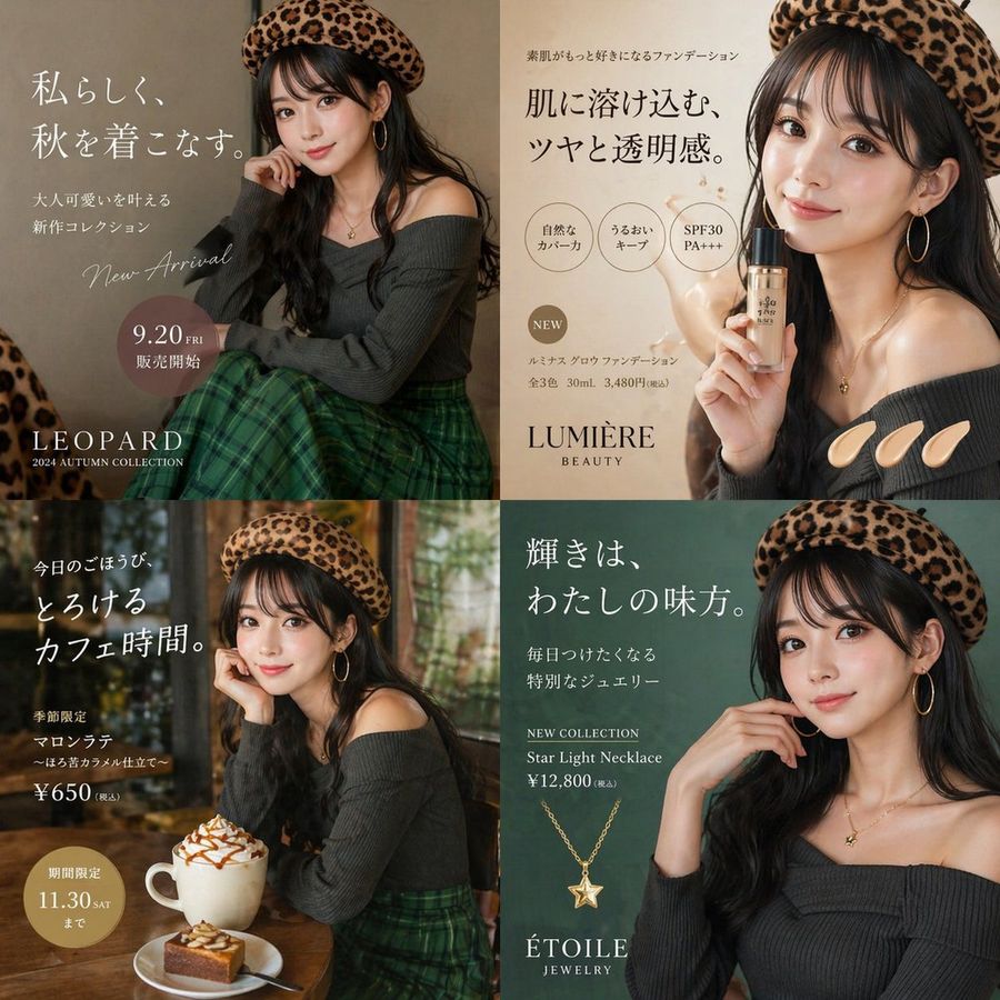 Autumn Fashion Lifestyle Ad Collage — GPT Image 2 image prompt example