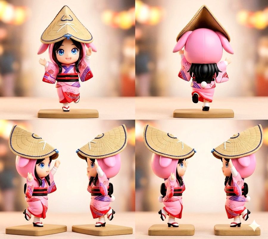 Awa Odori Chibi Figure Turnaround — GPT Image 2 image prompt example
