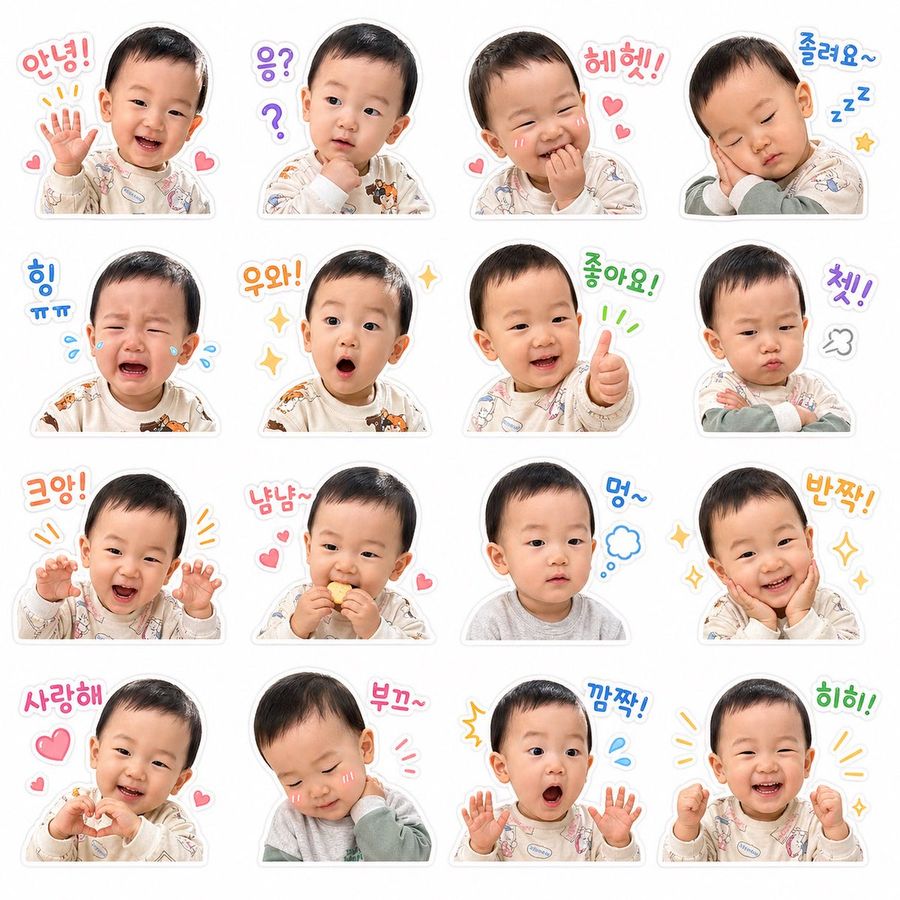 Baby Emoticon Sticker Grid Generator — GPT Image 2 image prompt example