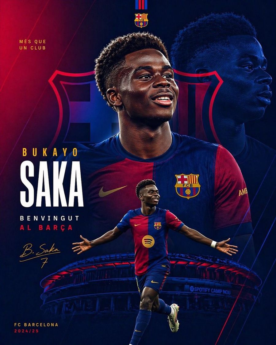 Barcelona Transfer Poster For Saka — GPT Image 2 image prompt example