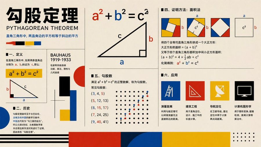 Bauhaus Pythagorean Theorem Poster — GPT Image 2 image prompt example