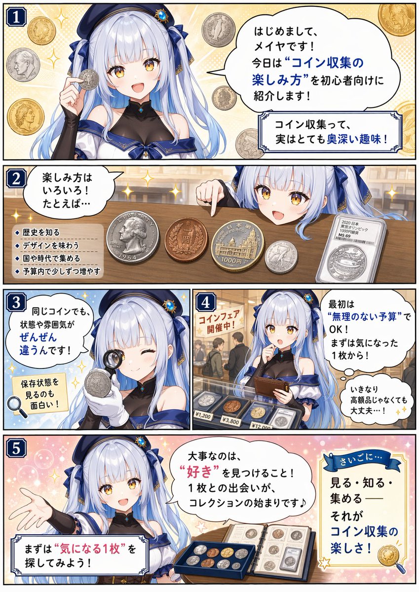 Beginner Coin Collecting Manga Page — GPT Image 2 image prompt example