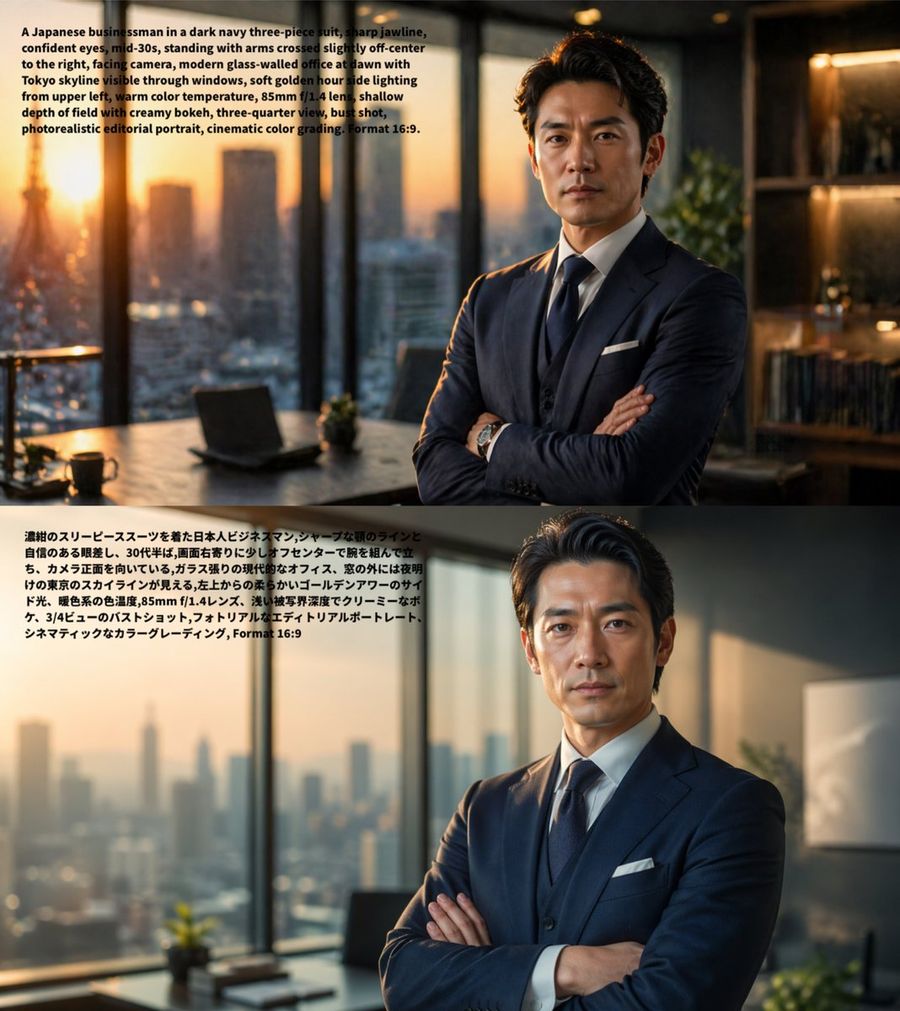 Bilingual Prompt Comparison Portrait — GPT Image 2 image prompt example