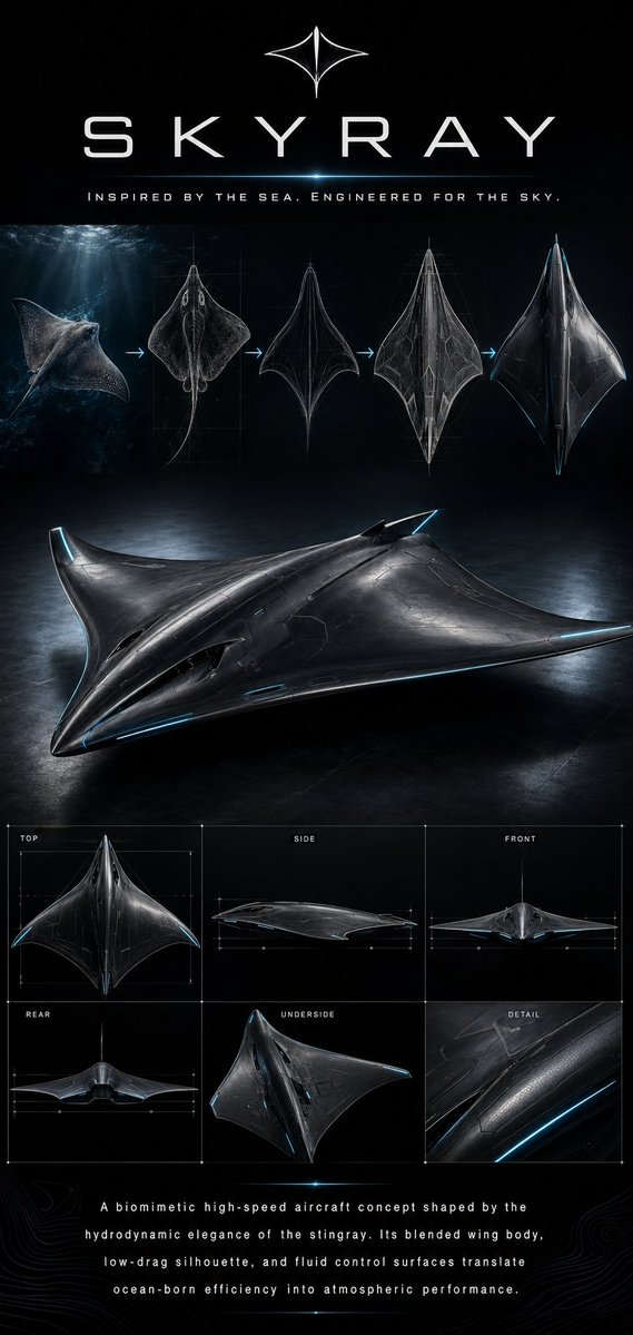 Biomimetic Skyray Aircraft Poster — GPT Image 2 image prompt example