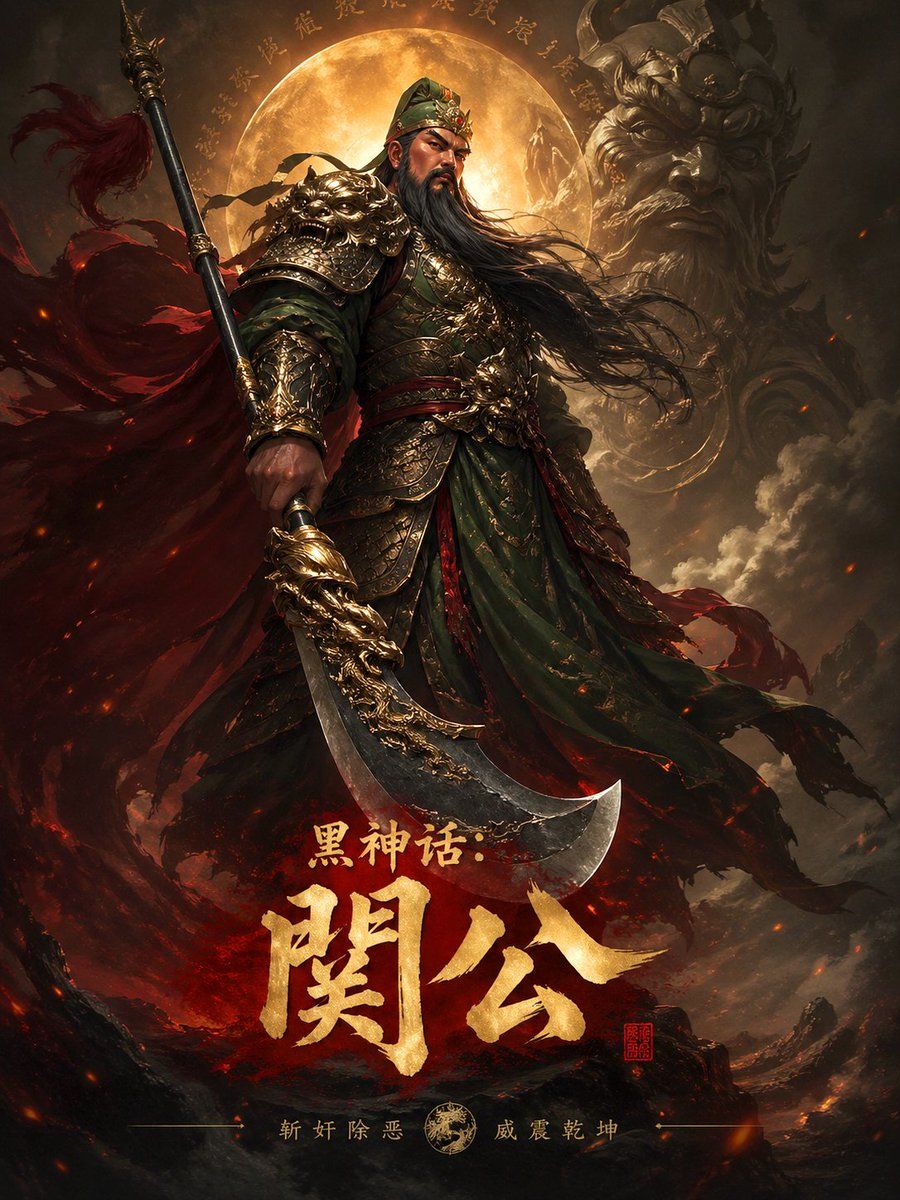 Black Myth Guan Yu Poster — GPT Image 2 image prompt example