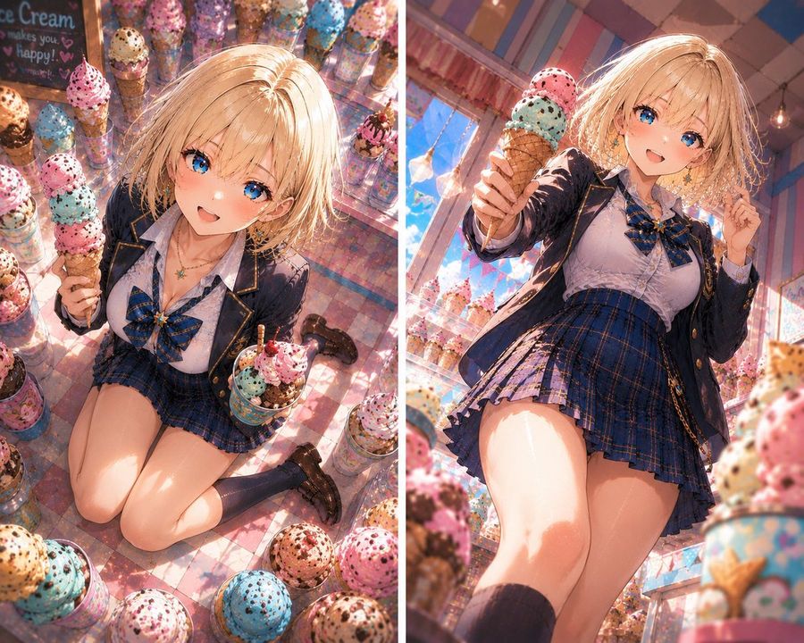 Blonde Anime Ice Cream Shop — GPT Image 2 image prompt example