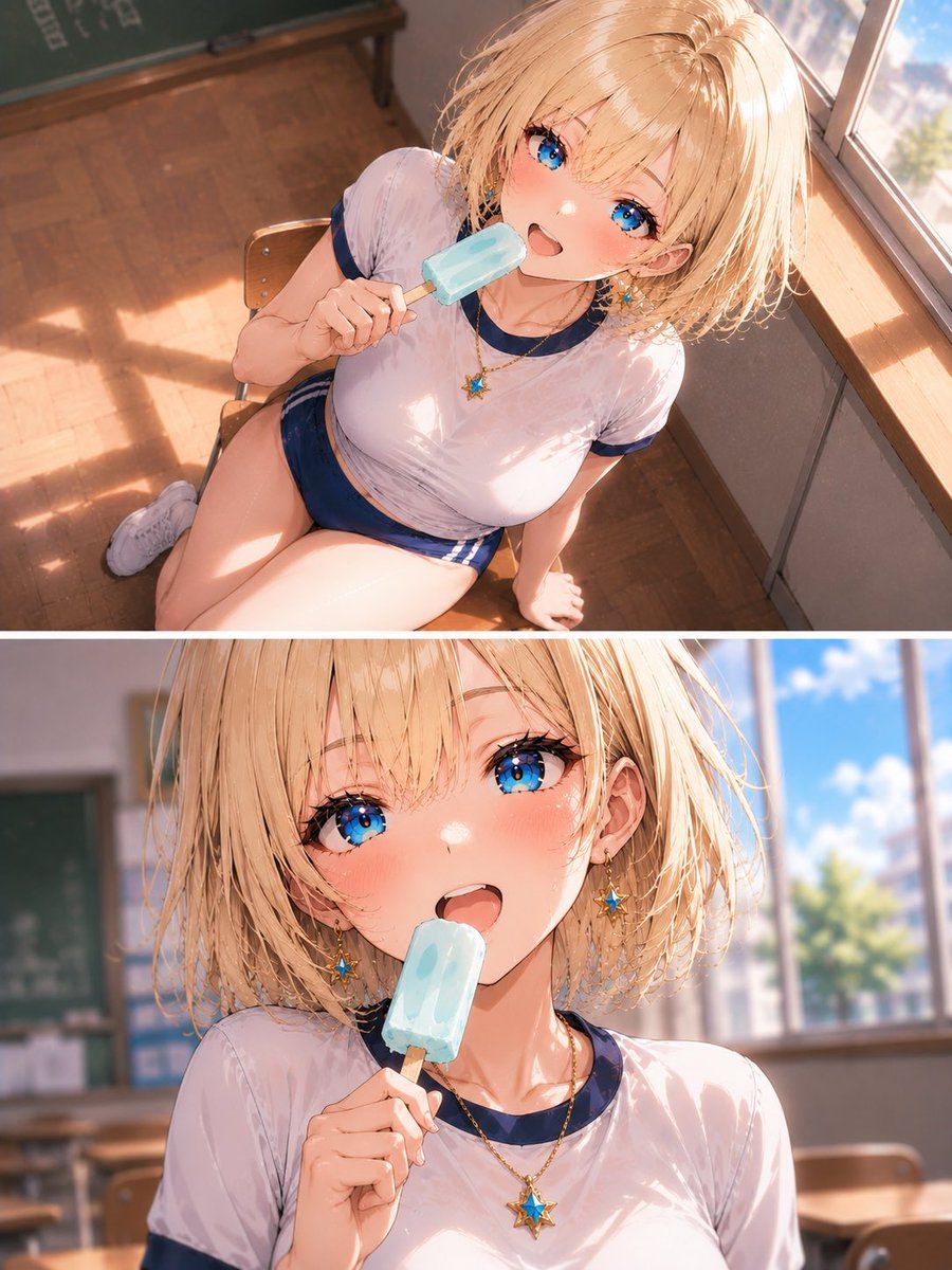 Blonde Schoolgirl Popsicle Anime — GPT Image 2 image prompt example