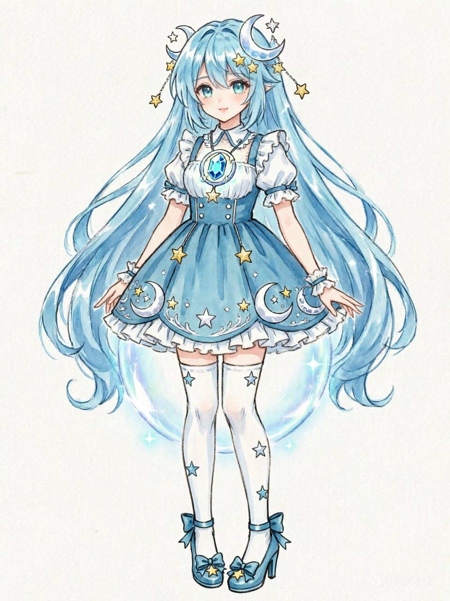Blue Celestial Anime Girl — GPT Image 2 image prompt example