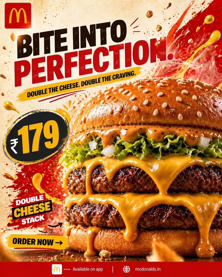 Bold Double Cheeseburger Ad Poster — GPT Image 2 image prompt example