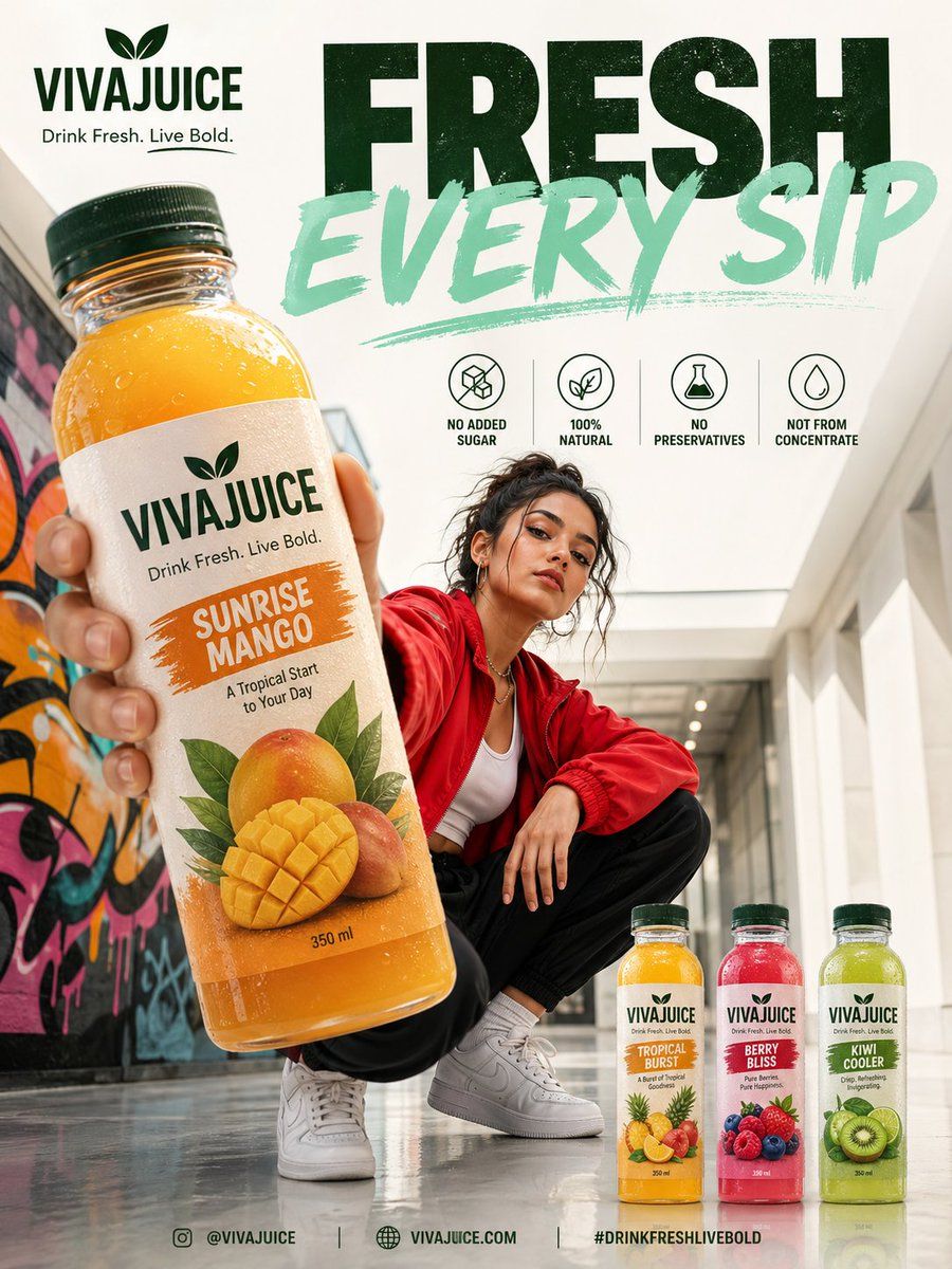 Bold Fresh Juice Ad Poster — GPT Image 2 image prompt example