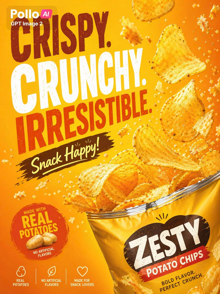 Bold Potato Chips Advertising Poster — GPT Image 2 image prompt example