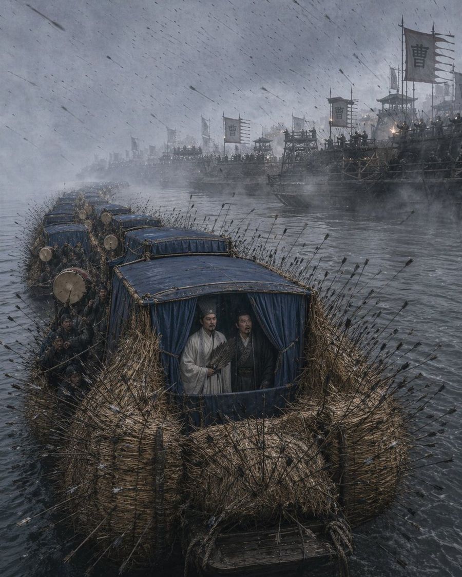 Borrowing Arrows Straw Boats — GPT Image 2 image prompt example
