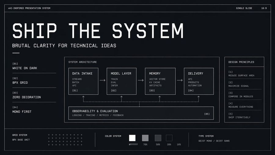 Brutalist Technical Slide — GPT Image 2 image prompt example