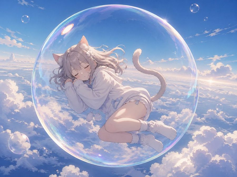 Bubble Cat Sleeping In The Sky — GPT Image 2 image prompt example