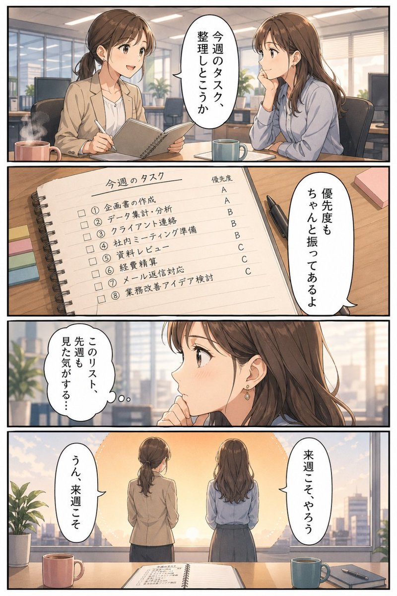 Business Office Manga Task Comic — GPT Image 2 image prompt example