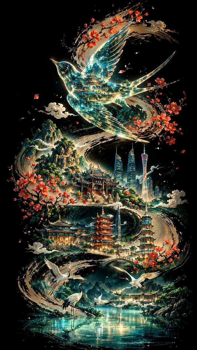 Calligraphic City Impression Poster — GPT Image 2 image prompt example