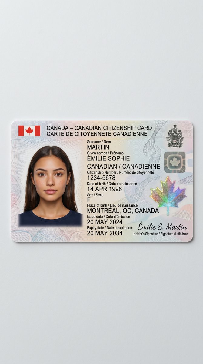 Canadian Citizenship Card Mockup by @stanleesells — GPT Image 2 image prompt example