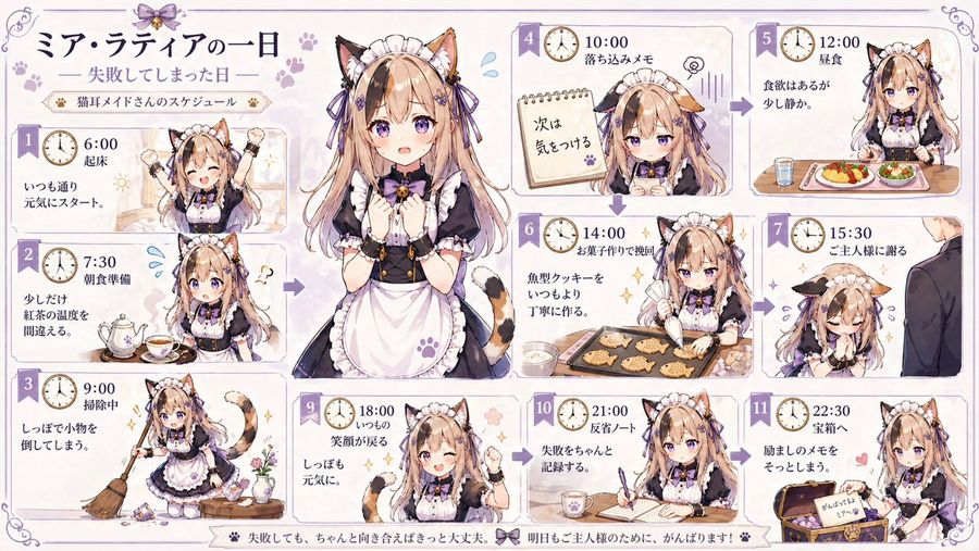 Cat Maid Daily Schedule Infographic — GPT Image 2 image prompt example