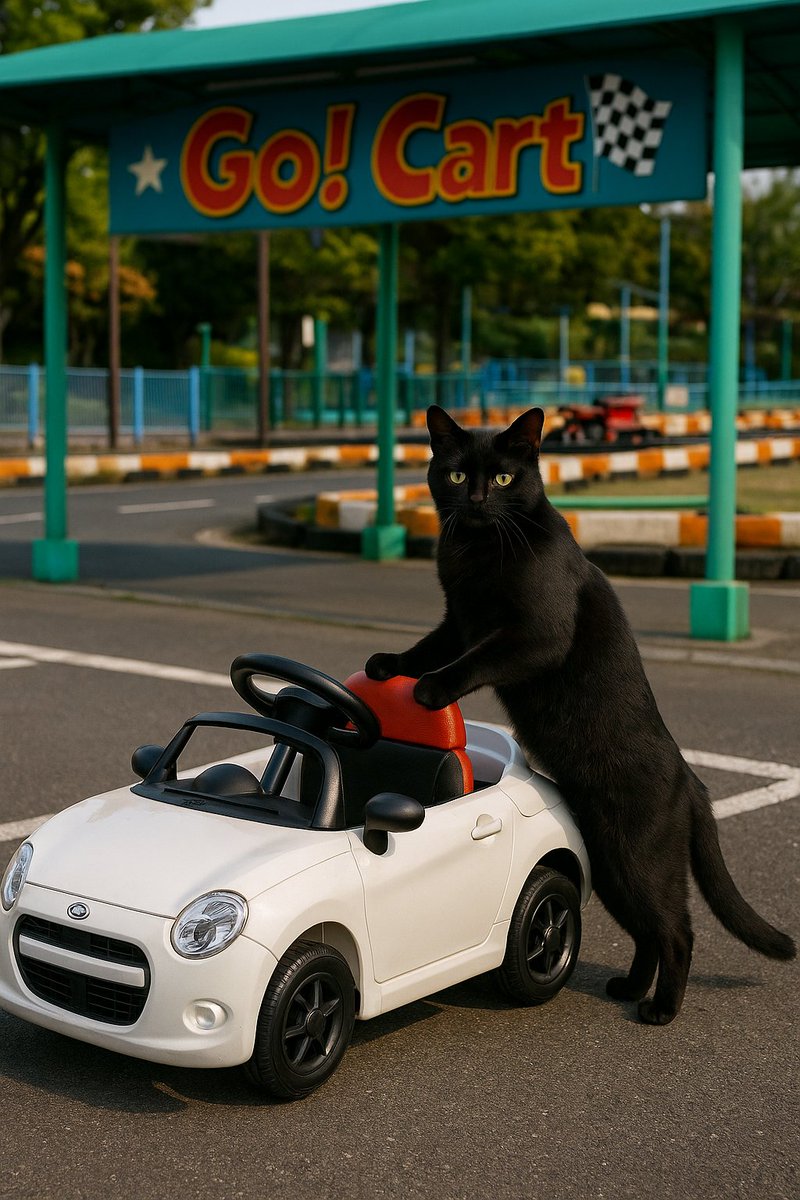 Cat With Toy Car At Go Kart Track — GPT Image 2 image prompt example