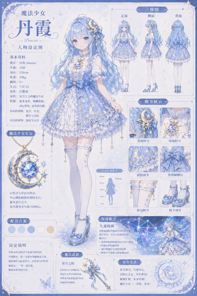 Celestial Magical Girl Sheet — GPT Image 2 image prompt example