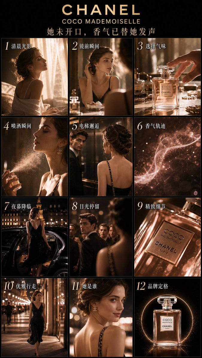 Chanel Perfume Storyboard Poster — GPT Image 2 image prompt example