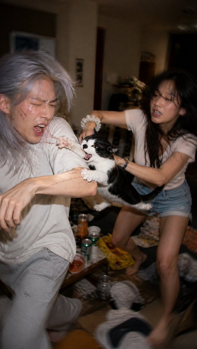 Chaotic Cat Flash Photo — GPT Image 2 image prompt example