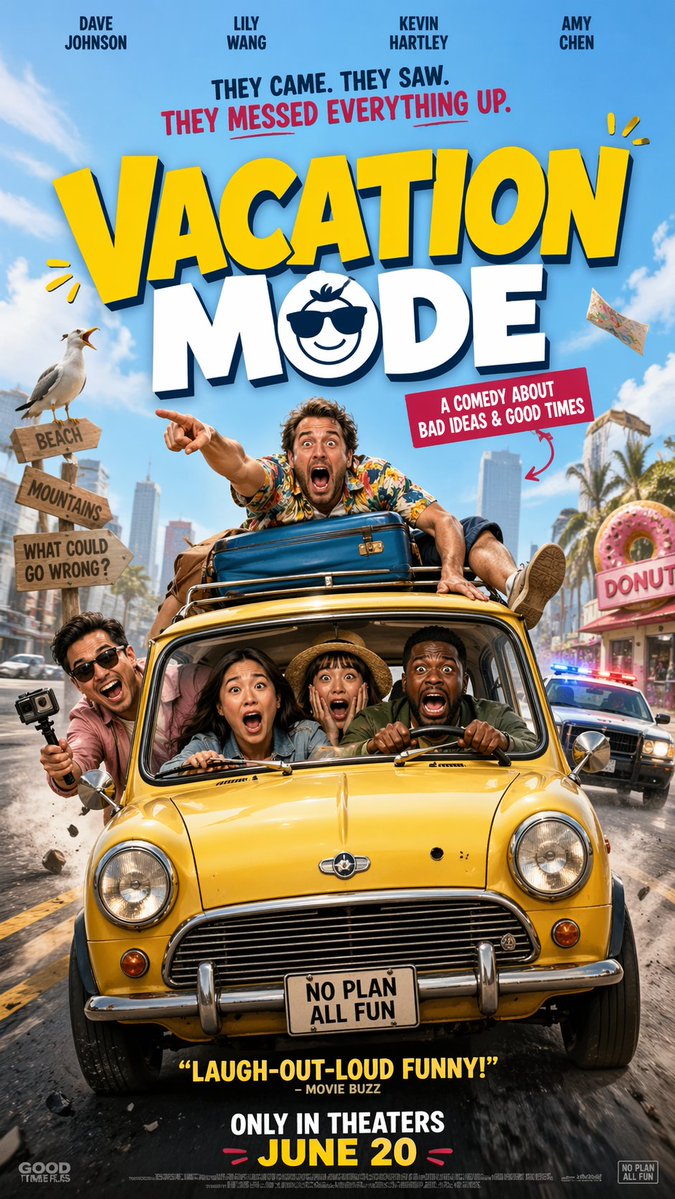 Chaotic Road Trip Comedy Poster — GPT Image 2 image prompt example