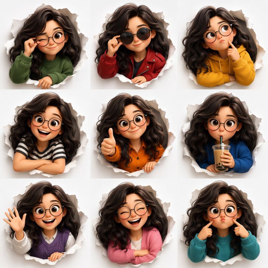 Character Expression Grid Torn Paper — GPT Image 2 image prompt example